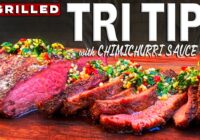 Grilled Pepper Garlic Tri Tip With Toasted Almond Chimichurri Sauce