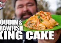 Spicy & Savory KING CAKE with Crawfish & Boudin Sausage